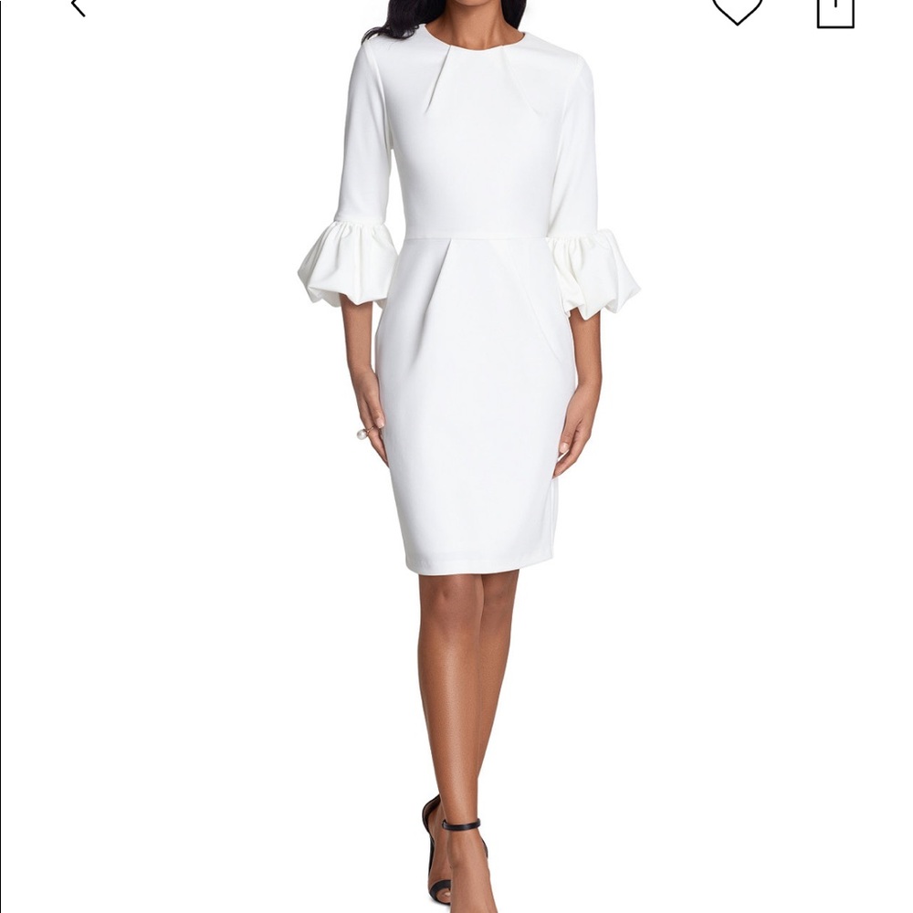 White 3/4 sleeve knee length dress. size 4